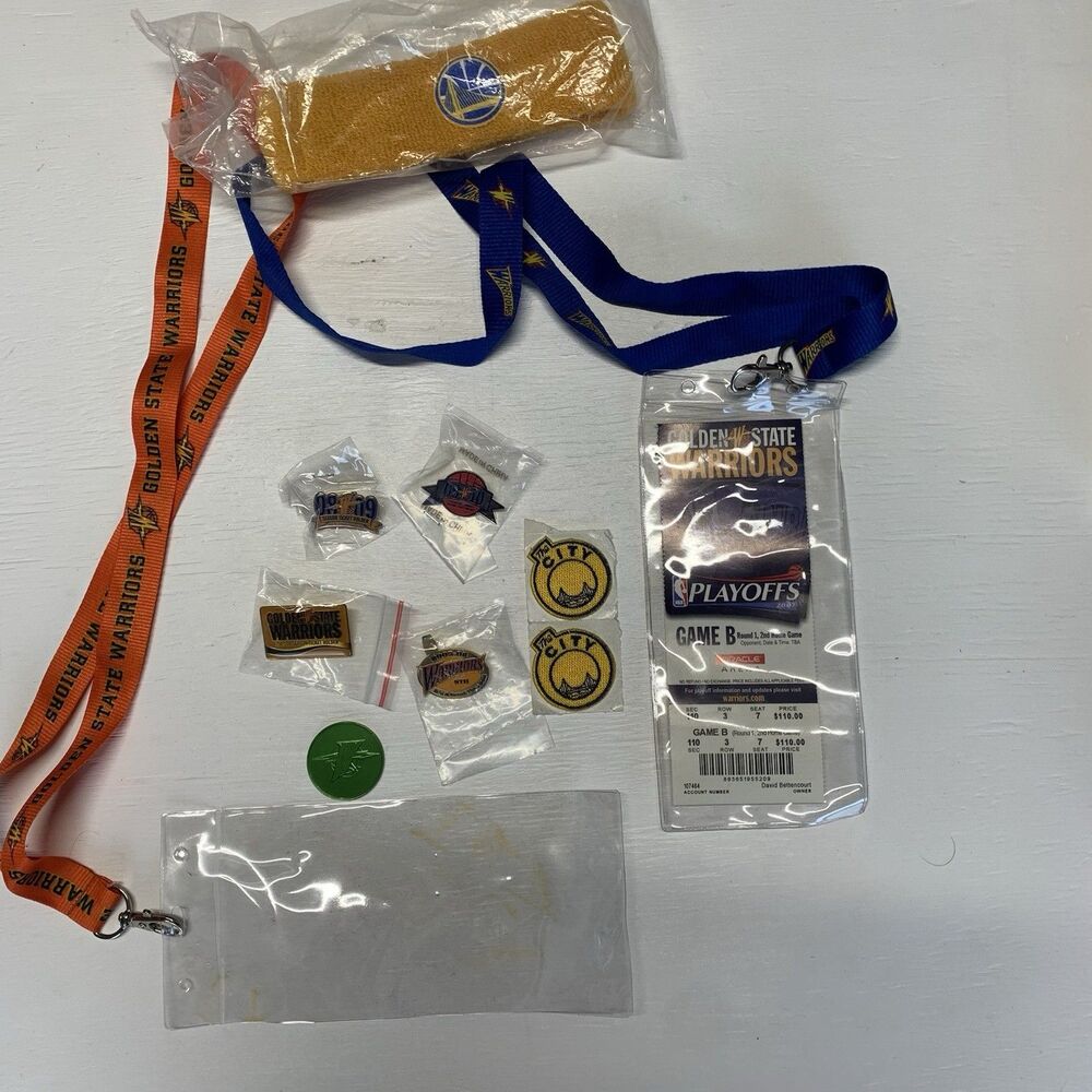 Golden State Warriors NBA Season Holder Pins 2005-2010 Plus Playoffs Ticket 2007